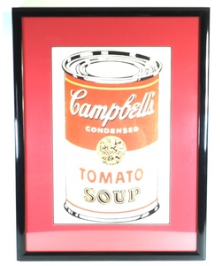 アンディー・ウォーホル『キャンベルのスープ缶』1960年代 額装済みポスター 額：W49・H64 cm ポップアート創設者の作品 TMI412