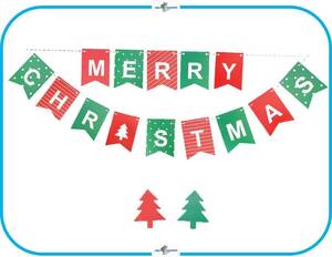 E255 値下げ ペーパー ガーランド MerryXmas クリスマス DIY 2m カラフル ハンギング パーティー 壁飾り ディスプレイ フラッグ インテリア