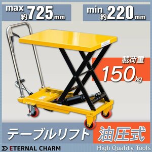 ハンドテーブルリフト 無段階調整可 耐荷重150kg 油圧式昇降台車 足踏式リフター ストッパー付き 020