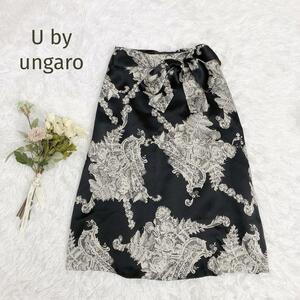 美品☆U by ungaro☆ユーバイウンガロ　シルク100%　ウエストリボン　花柄スカート　サイズ36