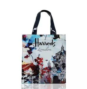 アウトレット品★送料無料★即決新品★Harrods London★イギリス・英国★ハロッズ柄ミニトートバッグ★ブルー系