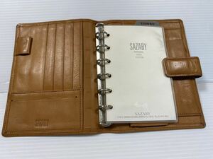 レザー 手帳カバー システム手帳 本革 革　サザビー　SAZABY 中古　美品　6穴