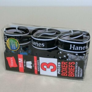 【M】Hanesヘインズ　ボクサー　３枚セット（１パッケージ）　0767　抗菌防臭　綿　(黒・柄・柄)　３色　HM6EV701S C/#１　ニオイを抑制