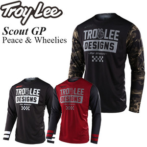 【在庫調整期間限定特価】 Troy Lee オフロードジャージ Scout GP Peace & Wheelies ブラック/XL