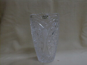 KAMEI　24%　クリスタル　18x11cm　1050g　透明ガラス　飾り花瓶