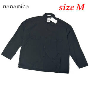 新品 Mサイズ(海外サイズのためLサイズ位) ナナミカ コットンウール デッキシャツ 日本製 ブラック 長袖 シャツ ジャケット SUGF357 軽量