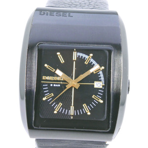 DIESEL ディーゼル DZ-1194 腕時計 SS×レザー 黒 クオーツ メンズ 黒文字盤【41140103】中古