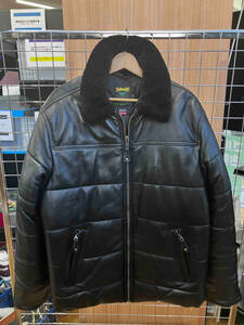 Supreme x Schott/シュプリーム/ショット/Shearling Collar Leather Puffy Jacket/シープスキン/ブラック/L