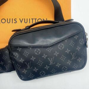 1円 【王者の貫禄】LOUIS VUITTON ルイヴィトン エクリプス モノグラム バムバッグ ボディバッグ ショルダーバッグ ブラック メンズ M42906