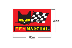 MARCHAL　マーシャル　ステッカー　四角レッド　小　幅65mm×高さ39mm　バイク　旧車　猫　デカール　7007
