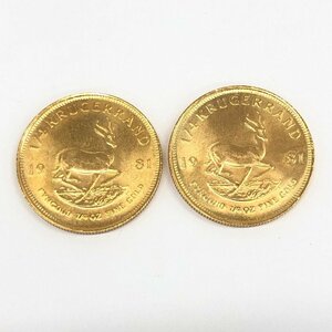 K22 南アフリカ クルーガーランド金貨 1/4oz 2点 おまとめ 総重量16.9ｇ【CDAL6045】