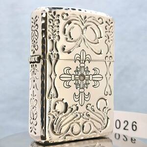 1000円～ zippo 美品 Armor アーマー センターマーク 5面加工 シルバー SILVER color ジッポー オイルライター USA 026