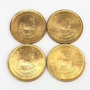 K22　南アフリカ共和国　クルーガーランド金貨　1/4oz　4枚まとめ　総重量34.0g【CEAB6051】