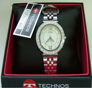 TECHNOS テクノス　レディース腕時計　T6914SW　シルバー　ラインストーン取巻