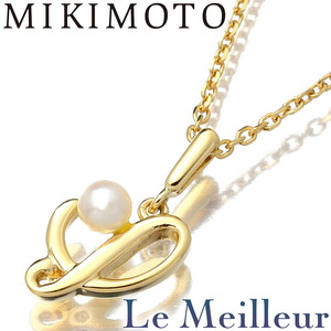 ミキモト イニシャル デザインネックレス アコヤ真珠 3.5mm K18 MIKIMOTO 中古 プレラブド 返品OK『5％OFFクーポン対象』