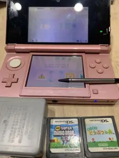 GW値下げNintendo 3DS ピンク本体スーパーマリオ、どうぶつの森セット