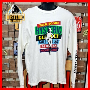 HYSTERIC GLAMOUR ヒステリックグラマー　ガールプリント　長袖Tシャツ　ロンT カットソー　L　ホワイト　白