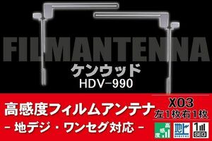 地デジ ワンセグ フルセグ L字型 フィルムアンテナ 右1枚 左1枚 ケンウッド KENWOOD 用 HDV-990 対応 フロントガラス 高感度 車