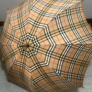 希少　BURBERRY オールドバーバリー　ノバチェック　シャドーホース　木製アンブレラ晴雨兼用傘　