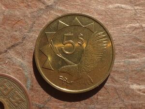 ナミビア　5Dollars　黄銅　1993年　KM#5　(25.1mm, 6.1g)