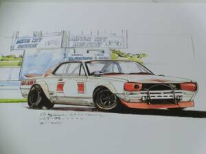 bowイラスト-014//Nissan Skyline GT-R//ハコスカ GT-R/KPGC10/PGC10//S20/箱スカ/HAKOSUKA/