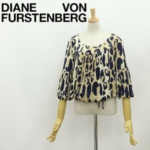 ◆DIANE von FURSTENBERG ダイアンフォンファステンバーグ PELE シルク 総柄 ギャザー フレア バルーンスリーブ トップス 0