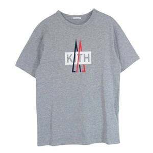 MONCLER モンクレール × KITH MAGLIA T-SHIRT アイコンロゴ クルーネック 半袖 Tシャツ グレー系 S【中古】