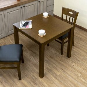 ダイニングテーブル 75x75cm 木製 二人用 食卓 アウトレット価格 新品 木目調 正方形 作業台 北欧 シンプル 机 ダークブラウン色