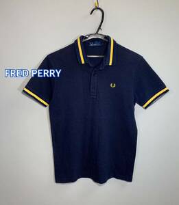 ■FRED PERRYフレッドペリーネイビーポロシャツ: S☆TS-243