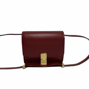 極 美品 CELINE セリーヌ クラシックボックス スモール レザー 本革 ミニ ショルダーバッグ ポシェット サコッシュ レッド 26097