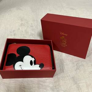 GLOBE TROTTER グローブトロッター Disney ディズニー ミッキー レザー カードケース 財布 コインケース 赤 レッド