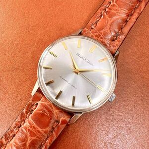 OH済! 極上美品! SEIKO Crown 21石 クロコダイル本革 手縫いベルト Dバックル付 セイコー クラウン 15013ED 手巻き 国産 ビンテージ 腕時計