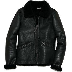 LEON掲載 定価38万 AKM B-3 MOUTON FLIGHT JACKET M 黒　ムートンフライトライダース　1piu　ジュンハシモト wjk