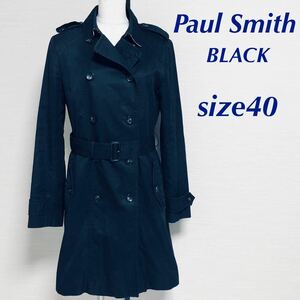 ■美品■Paul Smith BLACK ポールスミスブラック　ダブルトレンチコート ライナー付き　コットン　サイズL オンワード樫山　襟裏花柄　秋冬