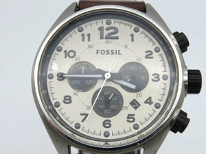 1円◆稼働◆ フォッシル CH2835 ホワイト クオーツ メンズ 腕時計 L62008