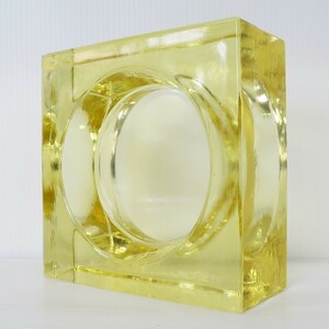 6個セット 送料無料 ガラスブロック 世界で有名なブランド品 厚み60mm、イエロー色ソリッドgb503-6p