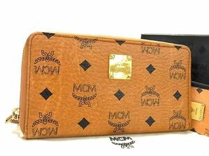 1円 ■極美品■ MCM エムシーエム モノグラム ヴィセトス柄 レザー 二つ折り 長財布 ウォレット レディース ブラウン系 AW8235