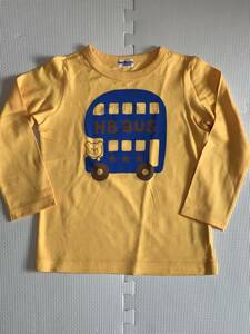 ☆中古☆美品☆ミキハウス ホットビスケッツ 長袖Tシャツ サイズ110 黄色 イエロー 元気なカラー バス柄 バッグプリントは無し