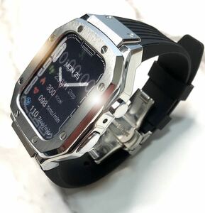 メタリックsb★アップルウォッチバンド ラバーベルト Apple Watch ケース　カバー　44mm 45mm