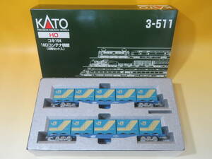 【鉄道模型】HOゲージ　KATO　3-511　貨車　コキ104　18Dコンテナ積載　2両セット【中古】J2 T376