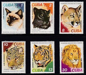 30 キューバ【未使用】＜「1977 SC#2167-2170,C266-C267 ハバナ動物園のネコ科動物」 6種完 ＞