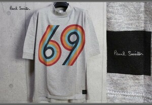 新品 ポールスミス グラフィック69プリント モックネック TシャツS灰/定価1.7万円/PAUL SMITH