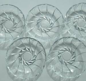昭和レトロ　当時物　日本製　ガラス食器　中皿　5枚セット　昭和40年代　70年代　レトロ