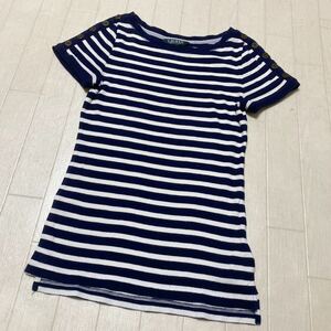 3617☆ LAUREN RALPHLAUREN ローレン ラルフローレン トップス 半袖Tシャツ クルーネック レディース XSボーダー柄