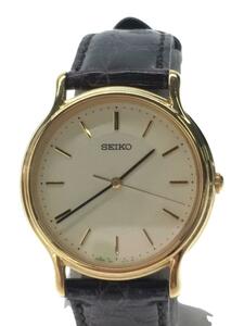 SEIKO◆クォーツ腕時計/アナログ/レザー/WHT/BRW/SS/7n01-obro