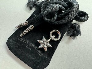 〓 希少品【CHROME HEARTS クロムハーツ STAR CHARM 6ポイントスターチャーム レザーブレードセット 保存袋付き】HO9497