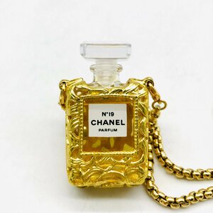 1円 美品 CHANEL シャネル 香水 NO19 ネックレス GP 金具 ゴールド K2185