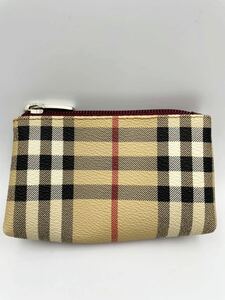 バーバリー　ポーチ　ブラウン　PVC チェック　未使用品　マルチケース　財布　化粧ポーチ　レディース　メンズ　BURBERRY コインケース