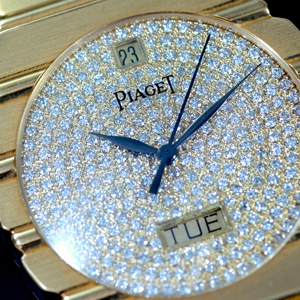 E9984【PIAGET】ピアジェ ポロ 純正ダイヤモンド 最高級18金無垢メンズQZ 腕周り18cm 重量135g ケース幅31.5mm