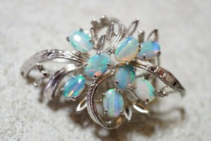 1729 天然オパール ブローチ ヴィンテージ アクセサリー 天然石 宝石 opal 色石 カラーストーン アンティーク 装飾品